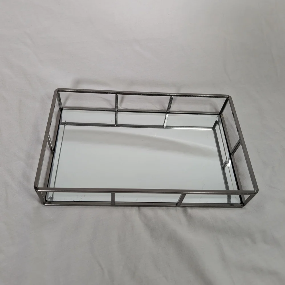 Elegant Silver Mirror Tray